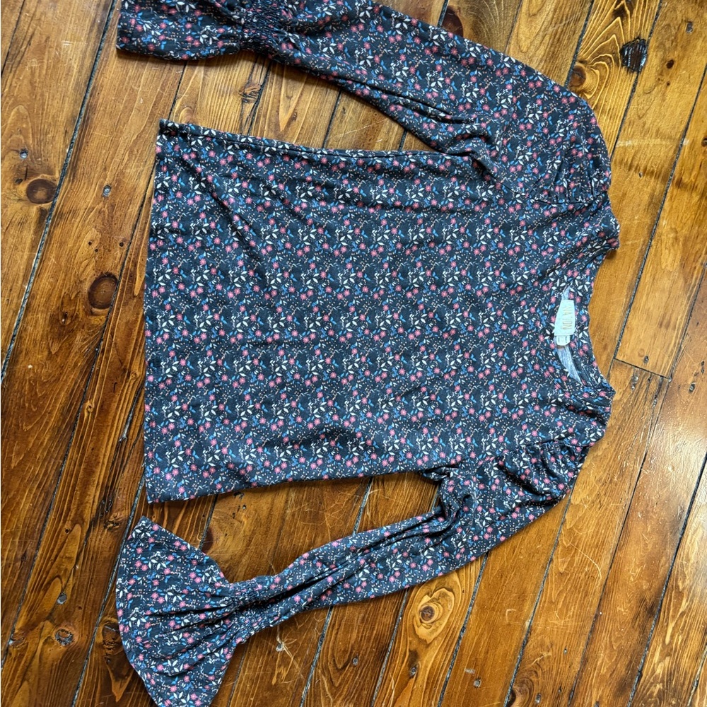 Nation LTD Floral Long Sleeve Top - Black and Pink